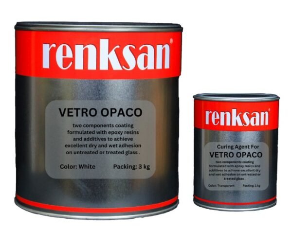 رينكسان فيترو أوباكو (VETRO OPACO) هو دهان ثنائي التركيب ذو تركيبة خاصة تحتوي على عناصر الإيبوكسي وبعض الإضافات لتعطي سطحا شديد الالتصاق في الحالة السائلة والحالة الجافة على الأسطح الزجاجية المعالجة أو غير المعالجة